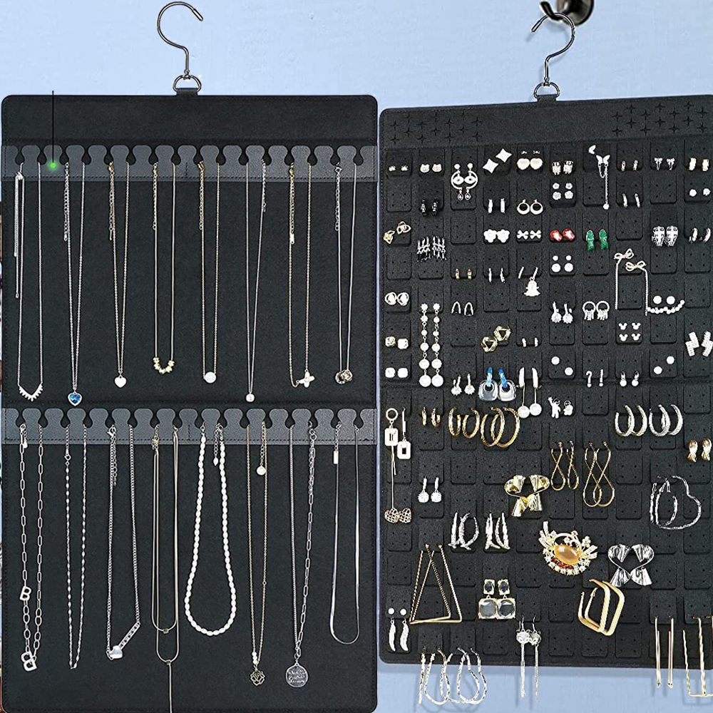 150-pocket ketting armband oorbel sieraden hangende accessoires dubbelzijdig display kledingkast organisator opslag transparante tas