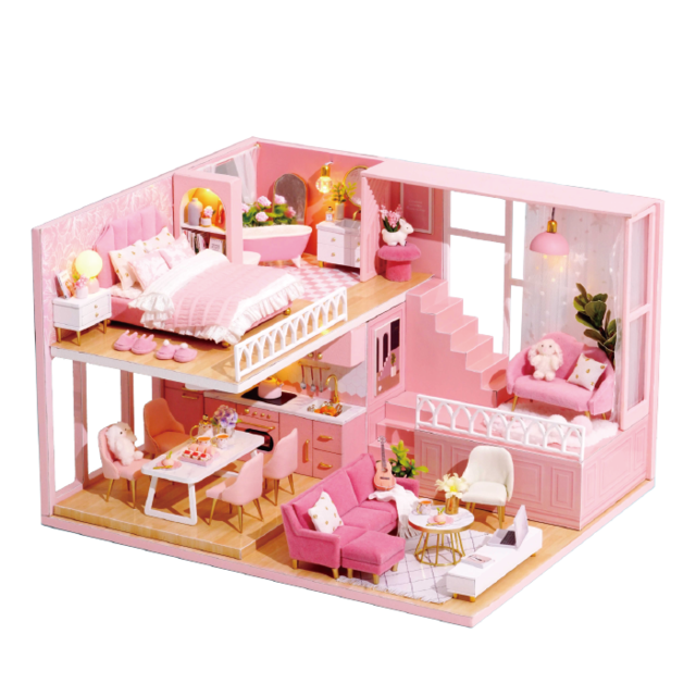 FAI DA TE Casa di Bambola di Legno Astuccio di Bambola Miniatura della Mobilia del Dollhouse kit con portato Giocattoli per i bambini Regalo Di Natale L023: L030