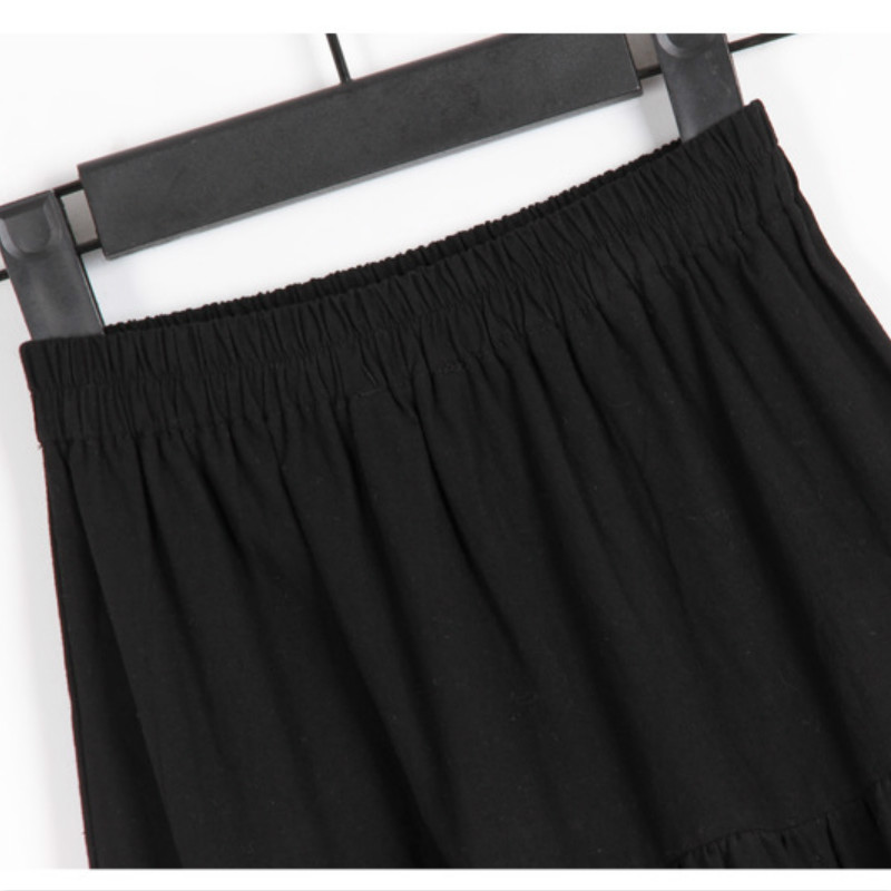 Koreanske teen piger elastisk talje afslappet sort flæse nederdel børn efterår tøj børn piger bomuld nederdel flæser,  #9118