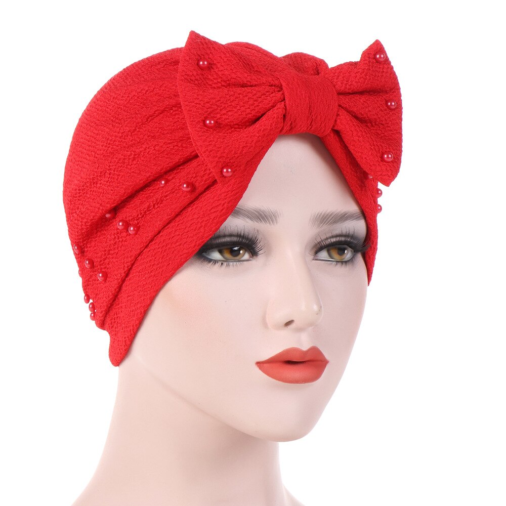 Turban musulman uni pour femmes, casquette indienne avec nœud élastique: 7