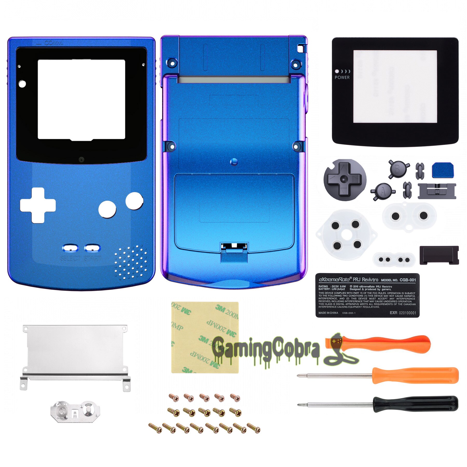 Ips Klaar Verbeterde Gbc Vervanging Volledige Shell W/Knoppen Voor Gameboy Color-Compatibel Met Zowel Ips & Standaard lcd: Purple Blue