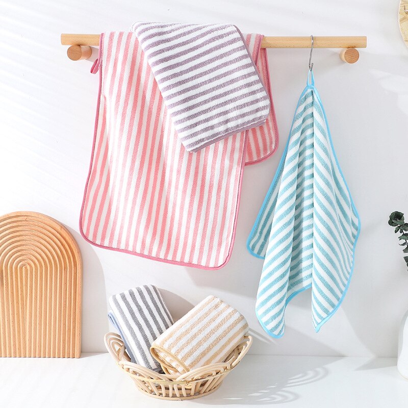 T057b à venda absorvente azul roxo cinza verde rosa listra rosto grosso toalha de microfibra macia casa banho toalhas