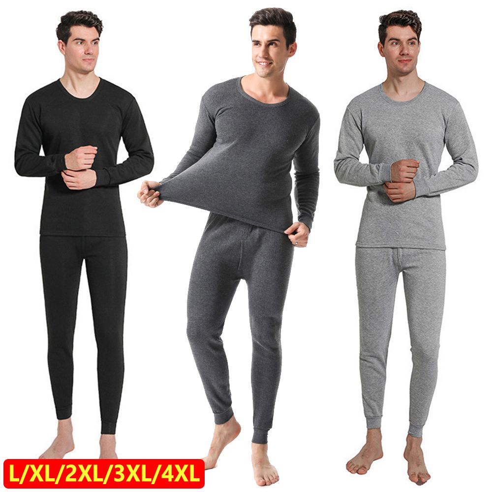 Conjunto de ropa interior térmica para hombre, conjunto de Calzoncillos largos con forro polar suave, parte superior e inferior, ropa térmica para clima frío de invierno
