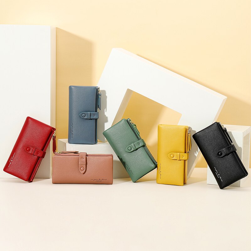 Comfortabele Gecontracteerd Stijl Lange Portefeuilles Voor Vrouwen Pu Lederen Driebladige Kaarthouder Purse Dames Zoete Portemonnees Cartera