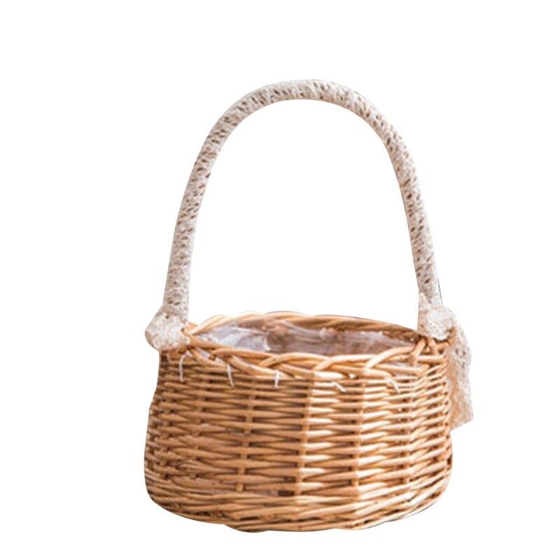 Handgemachte Natürliche Rattan Gewebt Blume Hand Korb Heimat Küche Garten Gemüse Lagerung Container Pflanzer Halfter