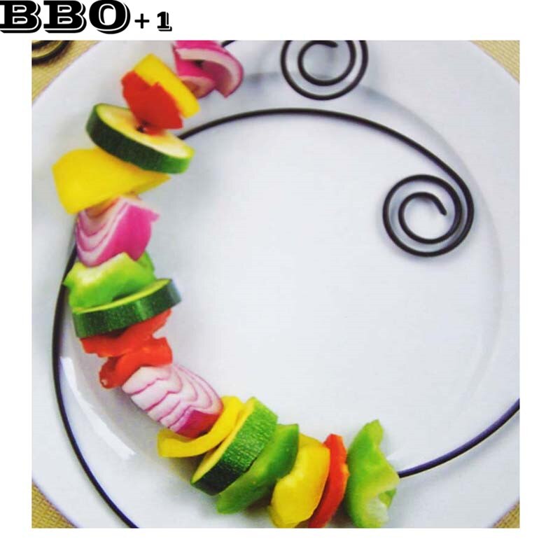 Juego de pinchos antiadherentes para aperitivo, conjunto de Mini pinchos de Kebob circulares, redondos, negros, de presentación, para barbacoa, diámetro de 4,5 pulgadas, 6 uds.