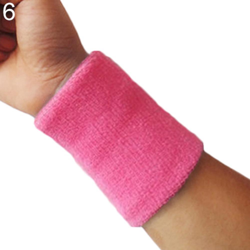 1pc fargerik bomull sportsfrotté håndledd svettebånd tennis squash badminton gym basketball spenne håndledd svettebånd beskytter: Rosa