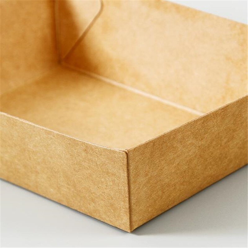 50pcs Disposable Kraft Paper Food Serving Tray Two Grids Snack French Fries Chicken Salad Carton Take Out Containers For Party