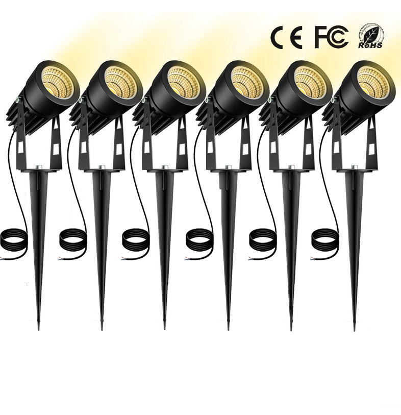 Hem aluminium led trädgårdsbelysning 5w utomhus spik gräsmatta lampa vattentät belysning led spotlights 0.5 meter kabel  ac110 v 220v dc12v