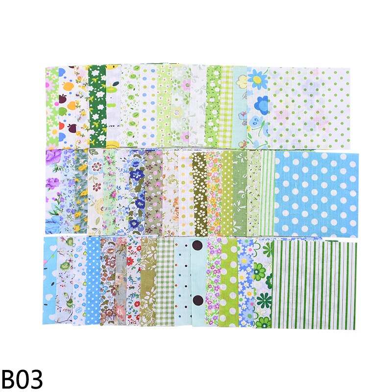 Tecidos quadrados de algodão 50 peças, 10*10cm mix tecido de patchwork costura acolchoado tecido para patchwork bordado diy feito à mão material: B03 green
