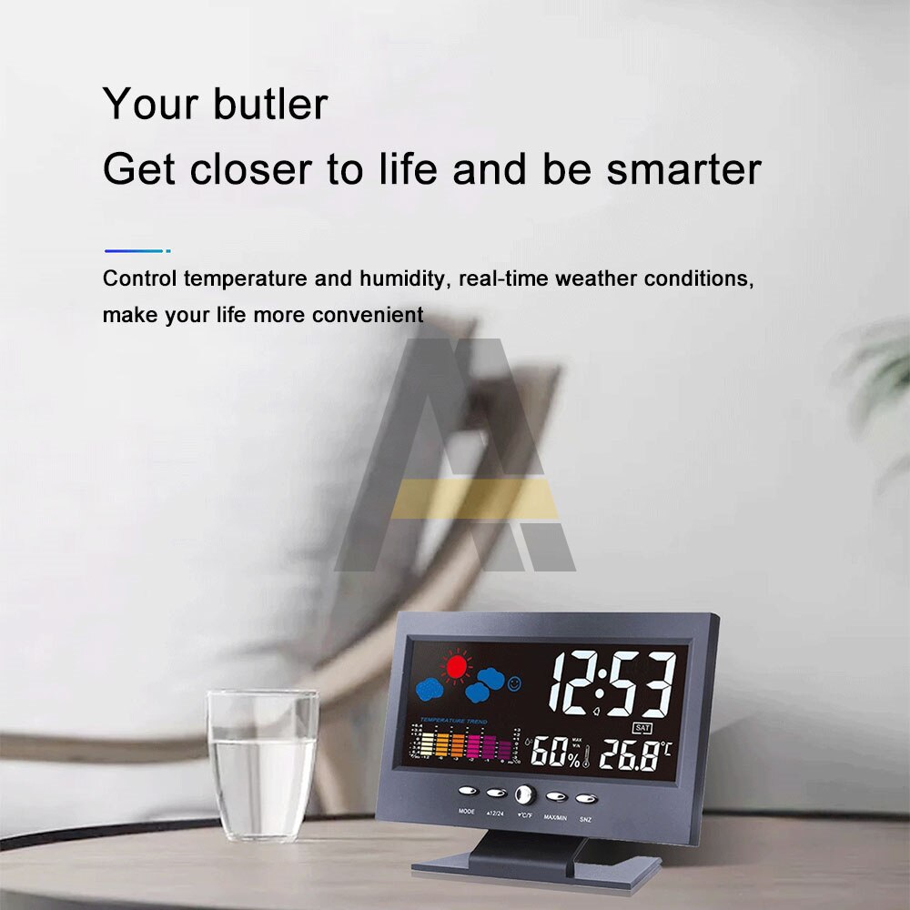 LCD Intelligent Digital Display Weather Station Alarm Calender/Clock Function Thermometer Wireless Temperature Humidity Meter