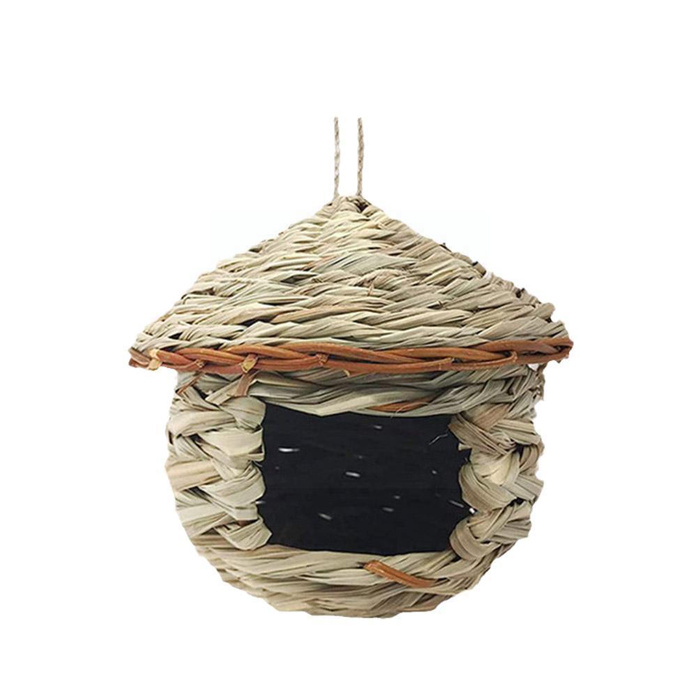 Hummingbird House Hand-Woven Nesting Window Garden Hanging Birdhouses Hut Handwoven Bird Nest Gardening Decoration for Bird V0G5