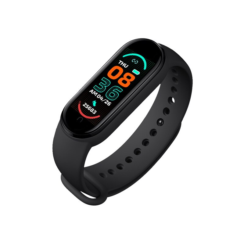 Bracelet connecté M6, moniteur d'activité physique avec écran Bluetooth, moniteur de fréquence cardiaque et de sang, étanche, pour Android et IOS: black