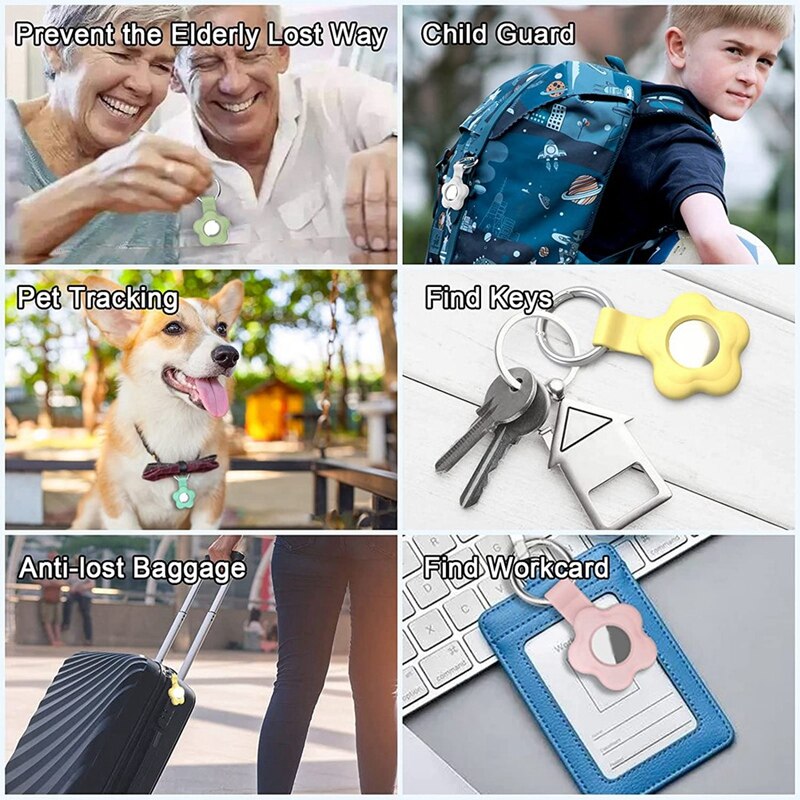 Paquete de 5 fundas Airtag para Apple Airtag, funda para llavero Airtags con llavero antipérdida, funda para soporte Airtag
