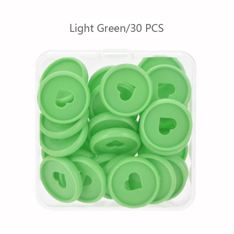 30pcs 28mm Plastic Ring Binder Discs Mushroom Hole Loose-leaf Disc Heart Binding Buckle Binder Planner Ring Notebook Accessories: Light Green-30pcs