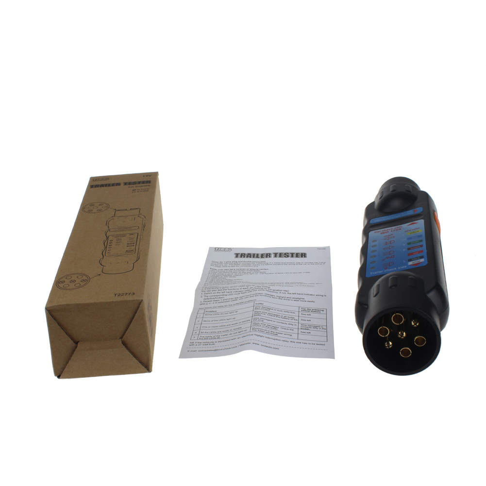 Encell Europa Trailer Tester voor 7 Pin Plug en Socket Connector 12 V 7 Pin Trailer Plug Socket Tester Kampeerauto Trailer Socket