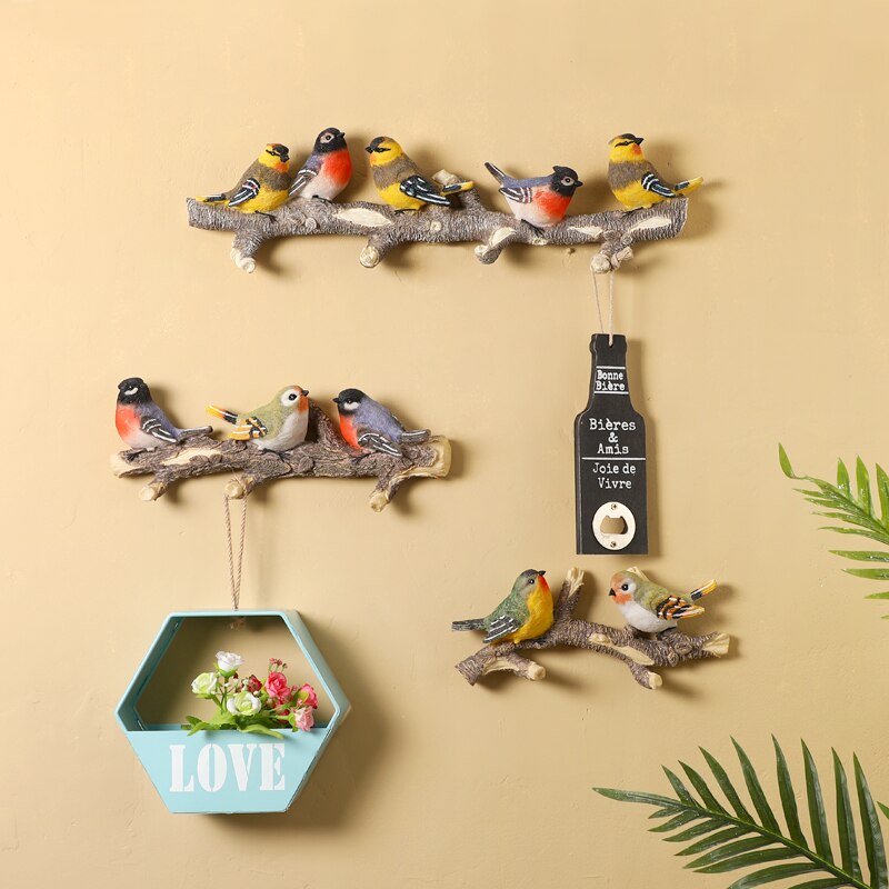 Amerikaanse Creatieve Muur Hanger Craft 3D Stereo Hars Vogels Haak Veranda Jas Sleutel Haak Rack Muur Opknoping Ornamenten Muurschilderingen Decoratie