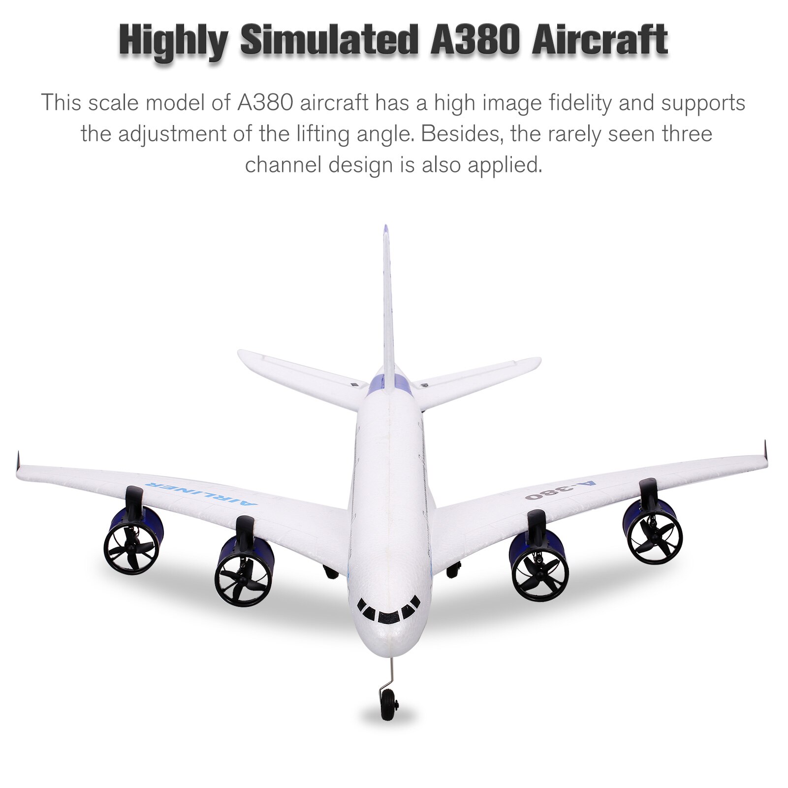 Planeur d'avion RC A380 2.4G avec projecteur LED 3CH pour débutant, jouets d'avion en mousse EPP à ailes fixes