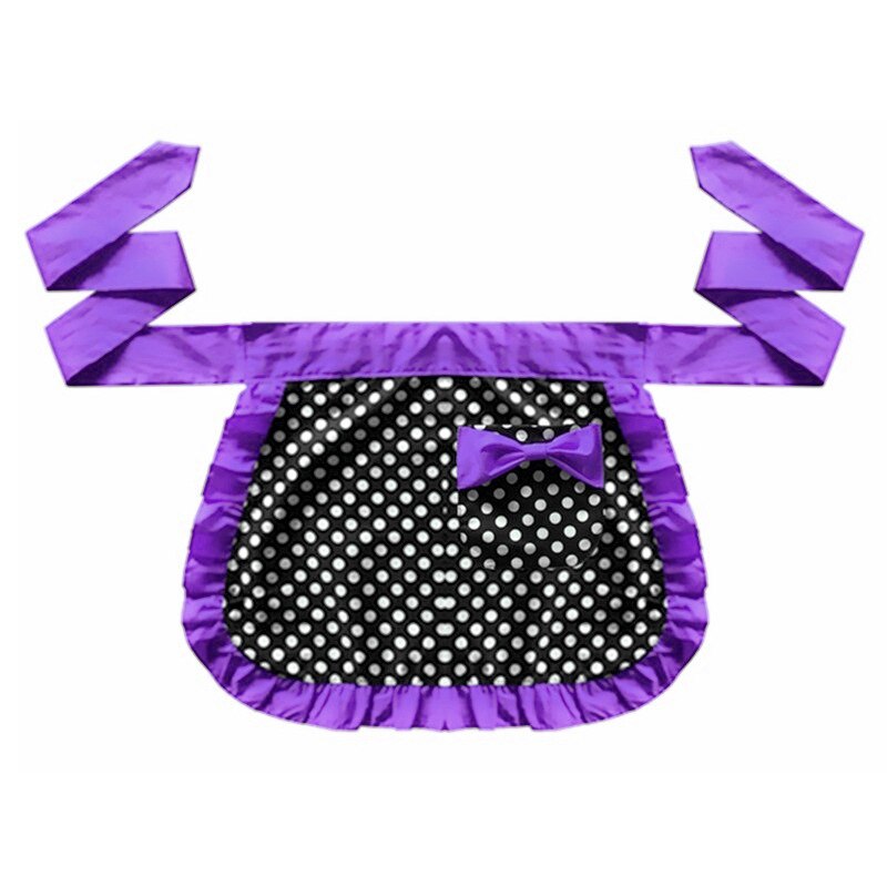 Cute Princess Polka Dots Apron Lace-up Bowknot Cloth Half-length Housekeeping Restaurant Cooking Work Cleaning Tools Aprons: Purple