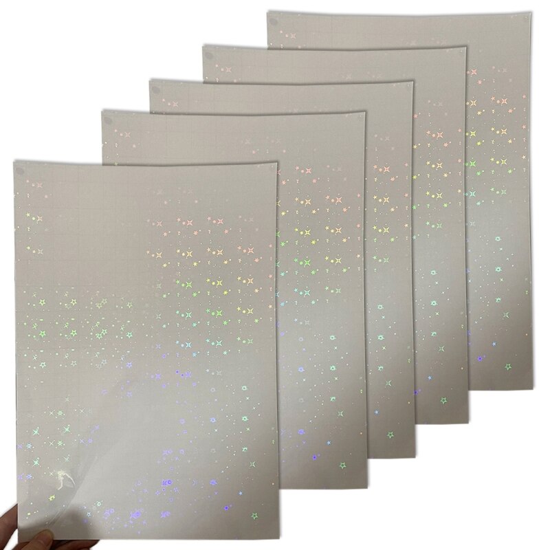 5 ark genomskinlig holografisk overlay laminering vinyl  a4 storlek självhäftande laminat vattentätt vinyl klistermärkepapper: 2