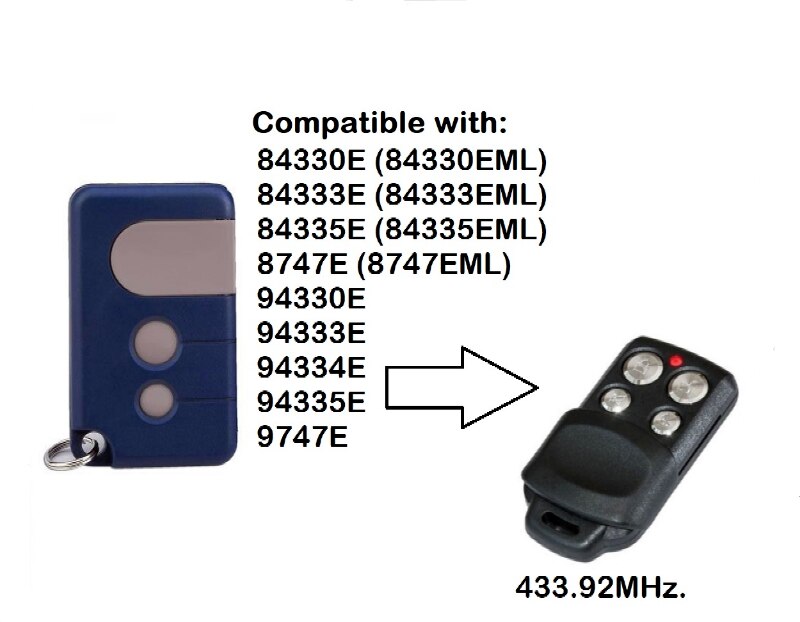 For 94335e 433 mhz fjernkontroll garasjeportåpner elektrisk gate 84335 eml håndsender