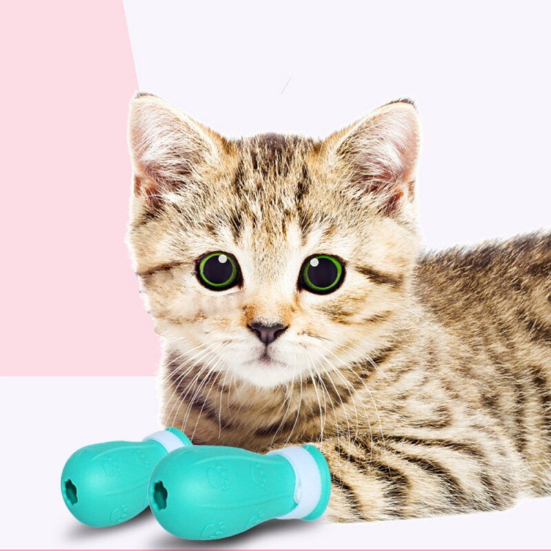 4PCS Pet Cat Paw Injection Bathing Scratch-Proof Silicone Pet Cat Anti-Grab Glove Bath Scratches Foot Cover Feeding Medicine
