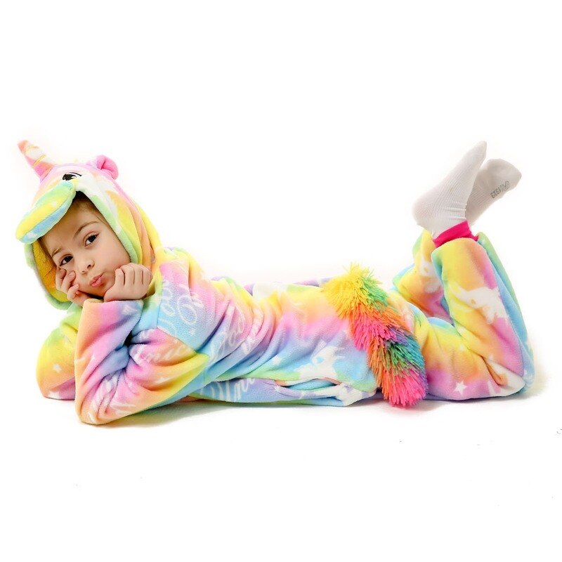 Kinderen Eenhoorn Regenboog Kigurumi Pijama Kids Animal Pyjama Kinderen Unicornio Jumpsuits Overalls