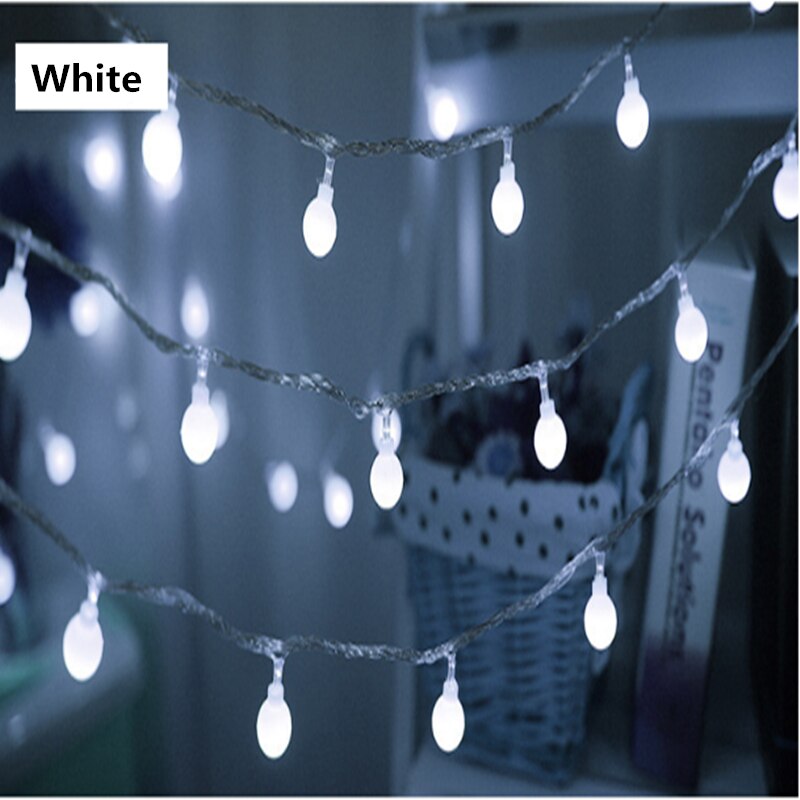 Bruiloft Decor Festoen Led String Lights Battery Power Kerst Led Bal Guirlande Verlichting Decoratie Boom Lichten Outdoor: Ball White / 1m 10led