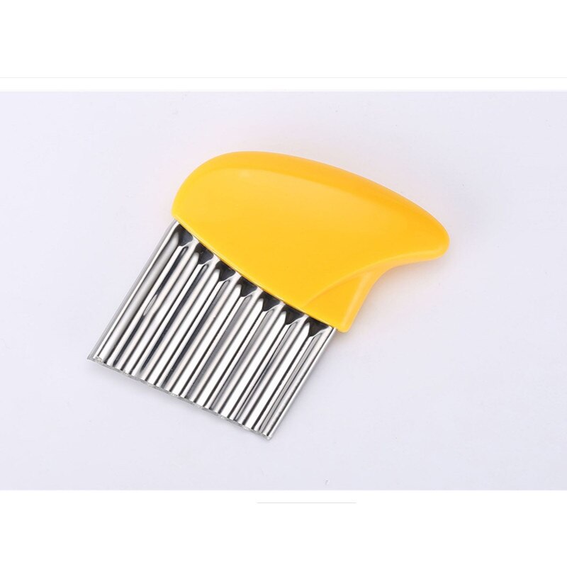 Potato Chip Wavy Cutter Vegetable Fry Fries Hand Chipper Tool Crinkle Blade Tool: yellow