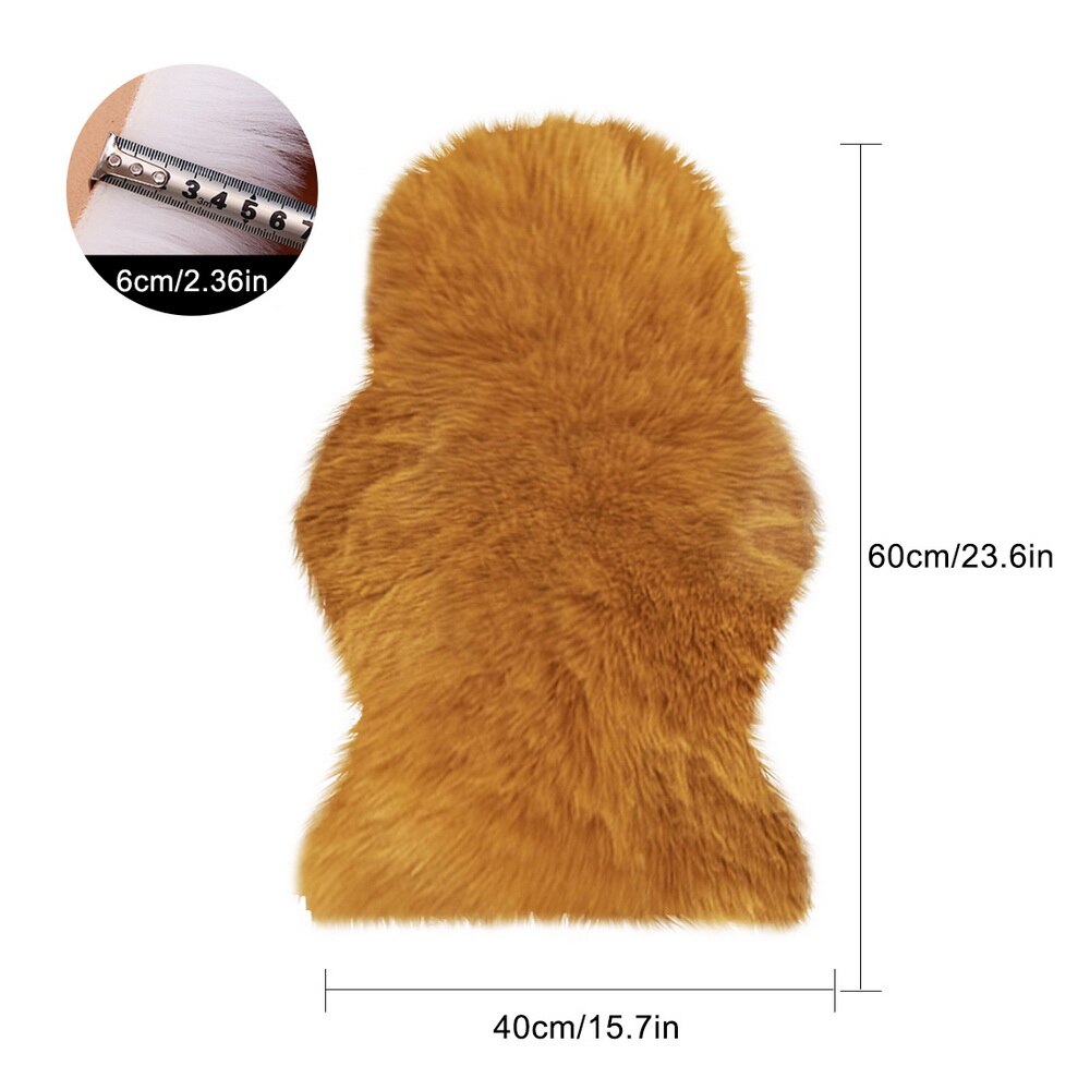 Luxe Rectangle doux en peau de mouton moelleux zone tapis Faux blanc fourrure tapis Shaggy cheveux longs solide tapis salon coussin de siège décor à la maison: B 40x60cm coffe 2