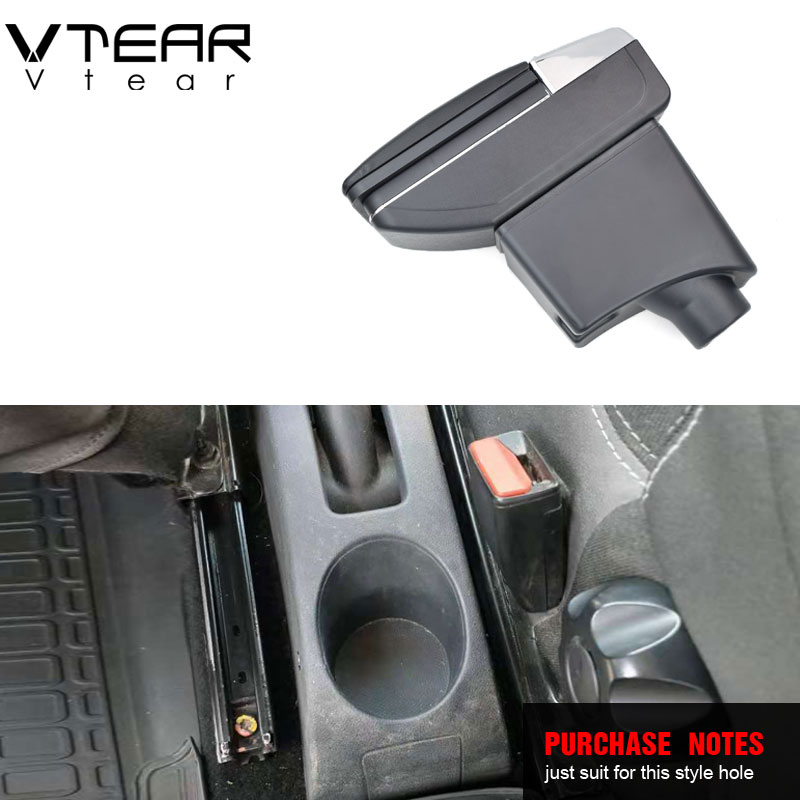 Vtear For Dacia Renault sandero accessories car armrest leather arm rest usb storage box car-styling decoration interior
