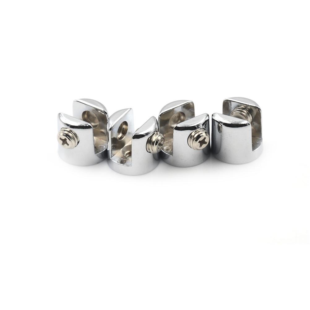 4x Glass Brackets Chrome Plated ZINC Alloy 6mm-8mm Adjustable Screw For Fit Most Glass Brackets