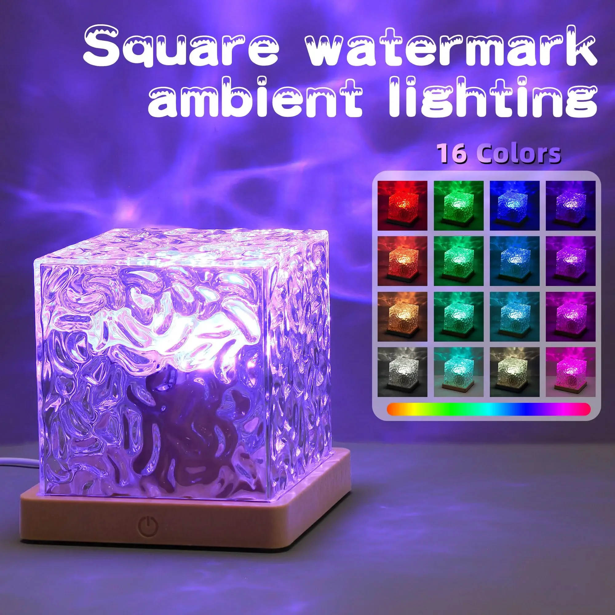 Waterrimpelingen Lichten Lamp Oceaan Water Projector Licht Luminorthe lumena Lichten Slaapkamer Decor 16 Kleuren Roterende Vlam Nachtlampje