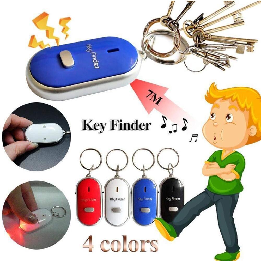 LED Whistle Key Finder Flashing Beeping Sound Control Alarm Anti-Lost Key Locator Finder Tracker with Key Ring