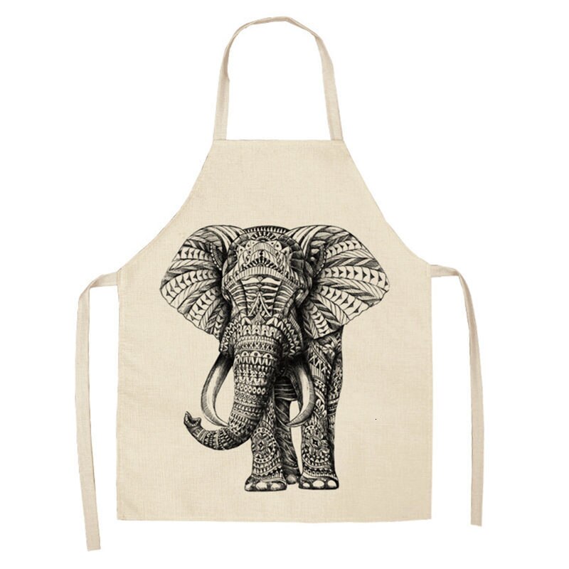 1 stuk uil hert dier keuken chef schort voor volwassenen katoenen linnen slabbetjes huishoudelijke schoonmaak schort thuis koken schorten 53*65cm: 2wq- wql 0079-6