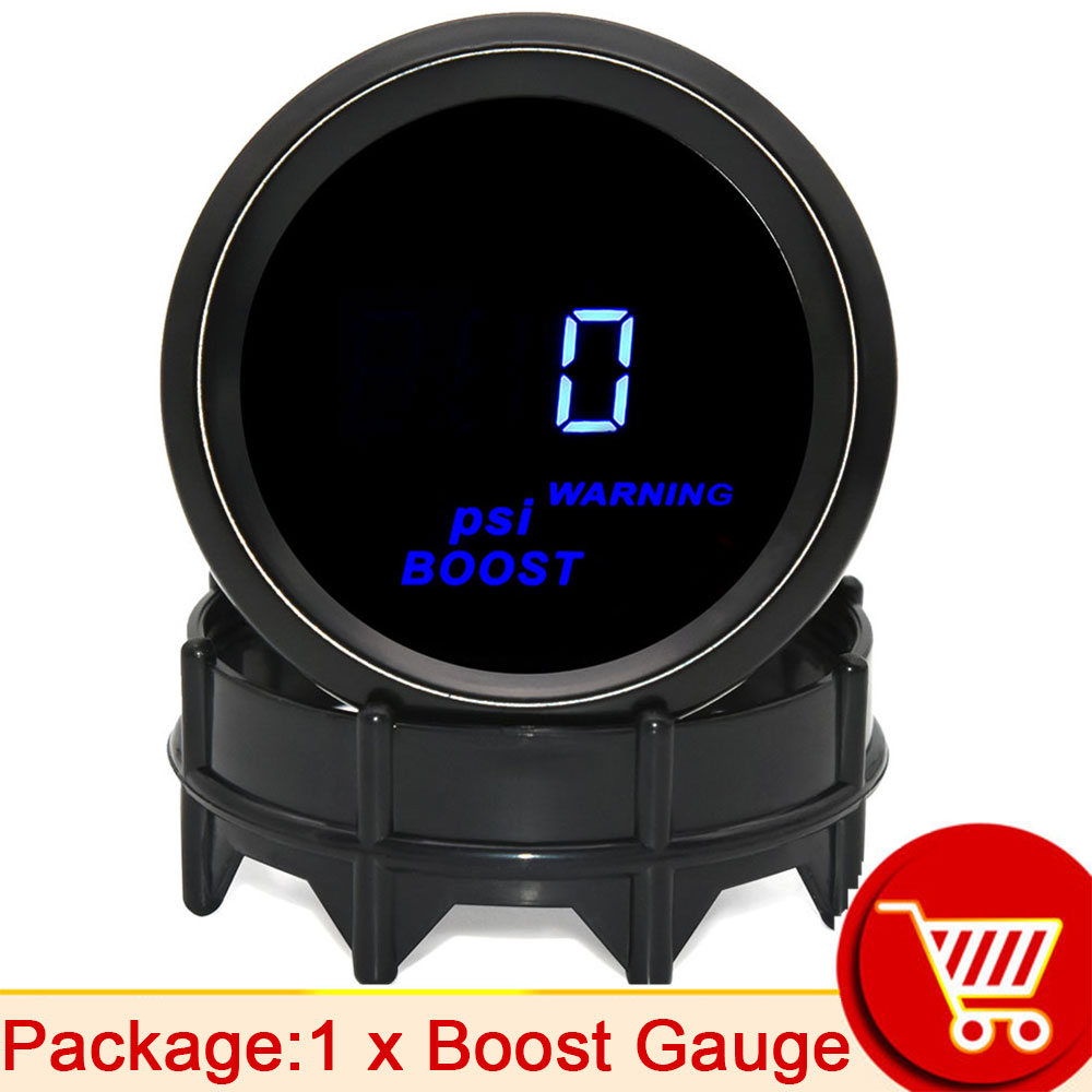 Auto Digital Manometer 52mm Turbo Schub PSI Bar Öl Druck Öl Wasser Temp Messgerät Voltmeter Tachometer RPM Meter Mit warnung Licht: Schub Messgerät PSI