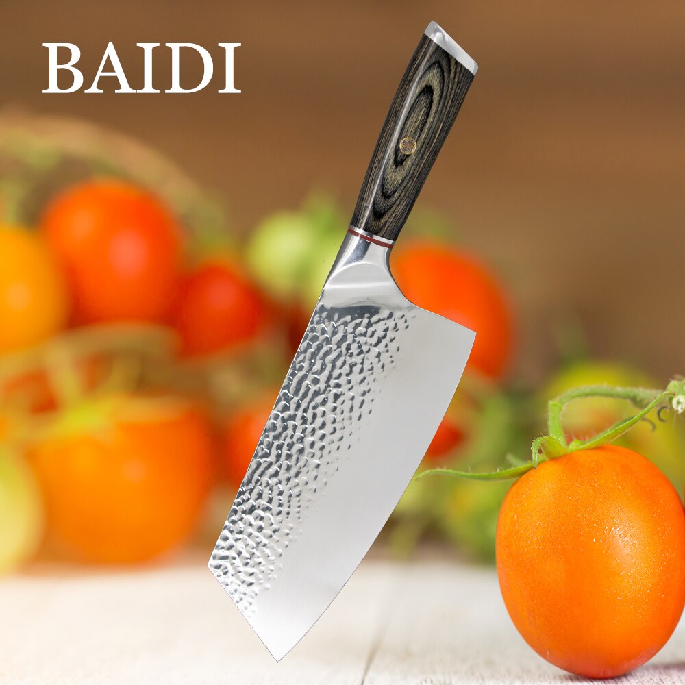 Stainless Steel Kitchen Knives Set Forged Kitchen Knife Japanese Chef knife set Slicer Nakiri Paring Knife Meat Cleaver Knife: 8 inch Cleaver knife
