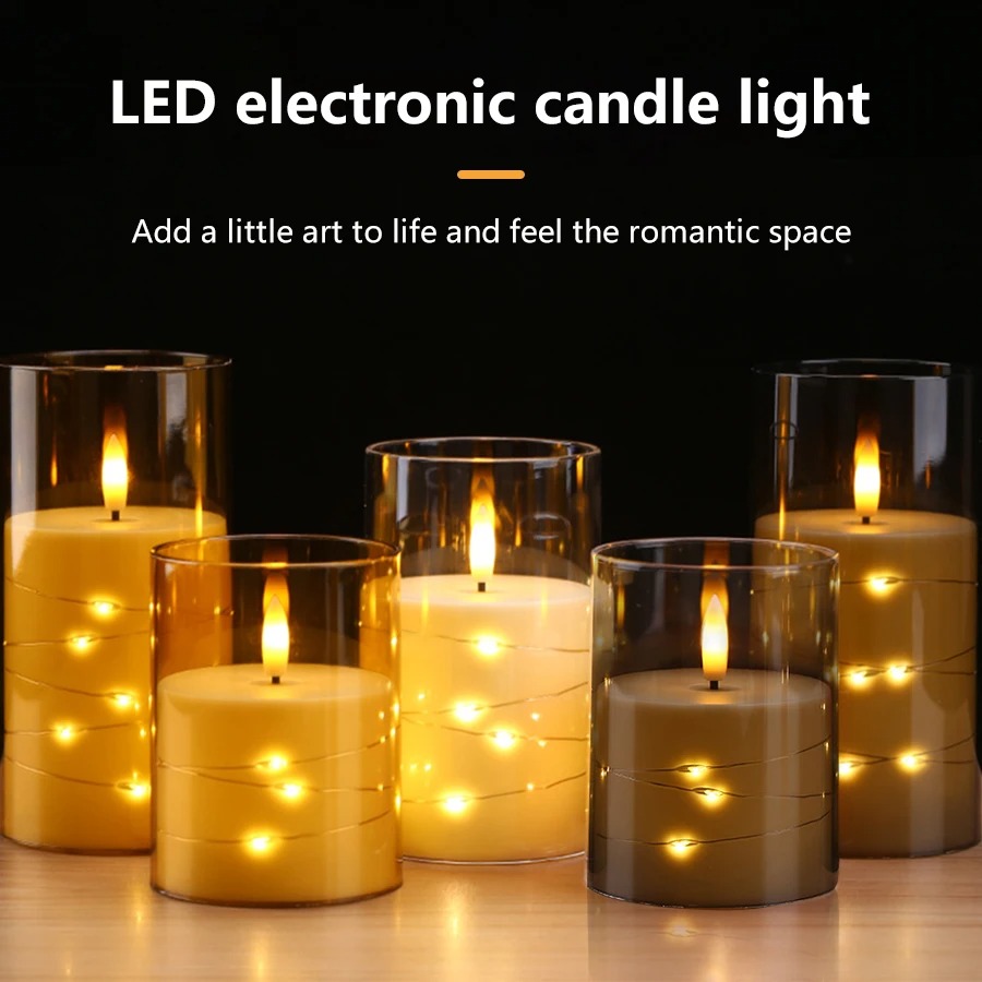 Velas LED decorativas con cadena LED, Control remoto con batería, vela LED para , boda, Navidad, decoración de Halloween