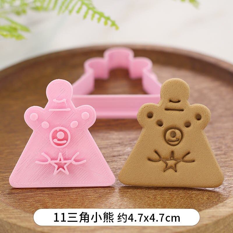 Cartoon Kerst Serie Biscuit Mold Driehoek Ronde 3D Drie-Dimensionale Drukken Keuken Handgemaakte Biscuit Cutter Bakken Tool: Style 11