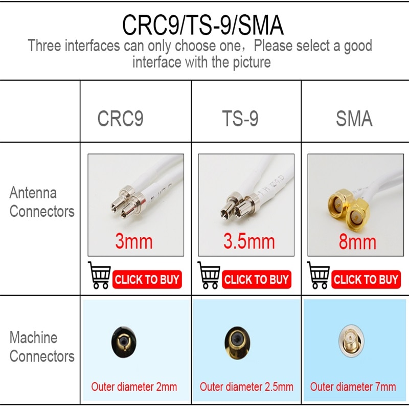 3G 4G LTE Antenna External Antenna for Huawei ZTE 4G LTE Router Modem Aerial with TS9/ CRC9/ SMA male Connector