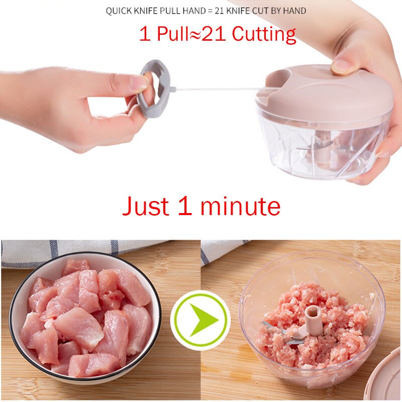 Manuel madhakker pull løghakker stor grøntsagsprocessor blender hakker/mixer til æg kød salat frugt pesto puré