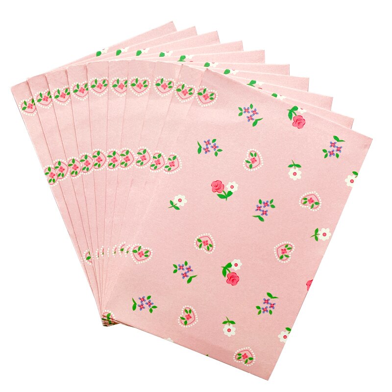 10pcs/lot Pink flower envelope letterhead roses letter paper love letters Color Card 16*11cm: Default Title