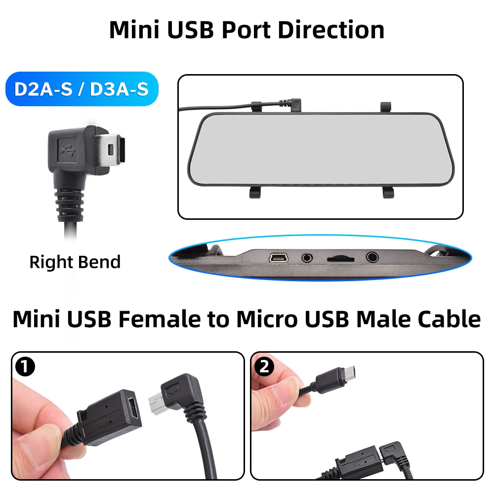 Deelife Hard Wire Kit Dash Cam Charger Adapter Mini Micro USB OBD2 Car DVR 12V 24V to 5V 3A 2A for DashCam OBD 2 Power Cable