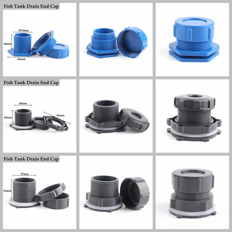 1pcs Aquarium Fish Tank Drain Connector Water Level Plug Drainage Head End Cap Garden Landscape Drainage Joint Adapter
