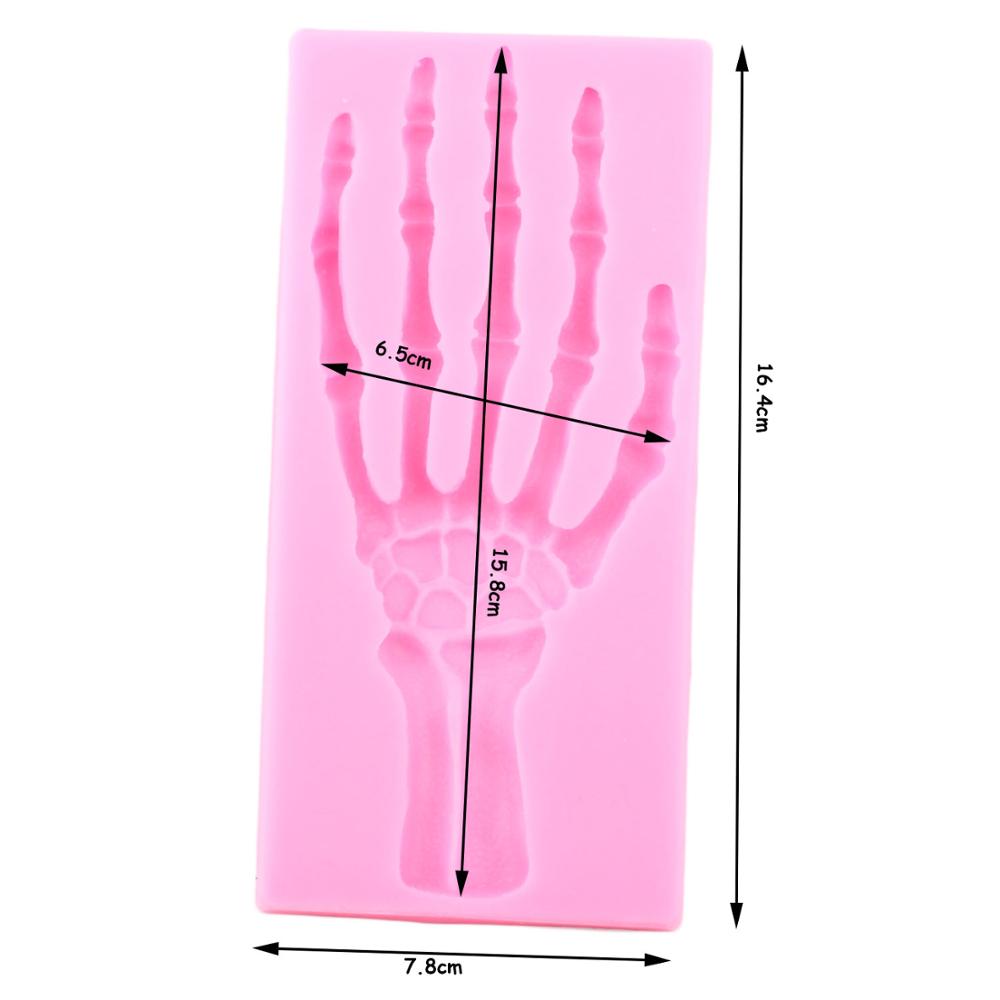 Moldes de silicona de esqueleto de mano para Halloween, herramientas de decoración de Fondant para fiestas, Fondant, arcilla, caramelo, Chocolate, pasta de goma