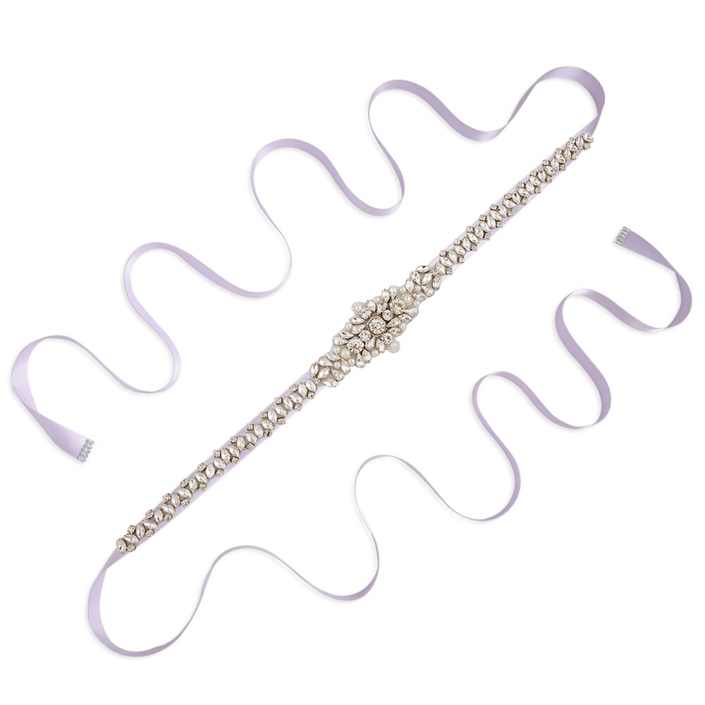 Trixy  s350 luxe bruidsgordel met strass steentjes, kristallinten, bruidsgordels, bruidsmeisjesjurken, accessoires: Lavendel