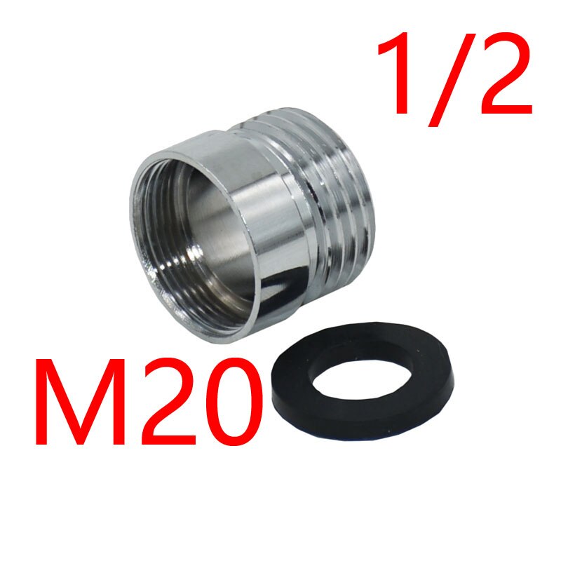 Silver Male 1/2 to M20 Female M20 male Faucet connector Brass 1/2 to 20mm Thread connector copper fittings 1pcs: M20 Female