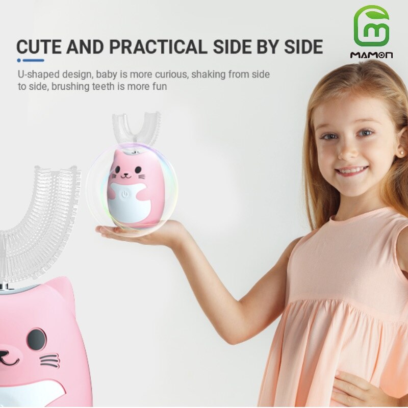 Mamon Kids Kinderen Elektrische Tandenborstel Voor Meisje En Jongen Waterdichte Timer Oplaadbare Met Uv Steriliseren