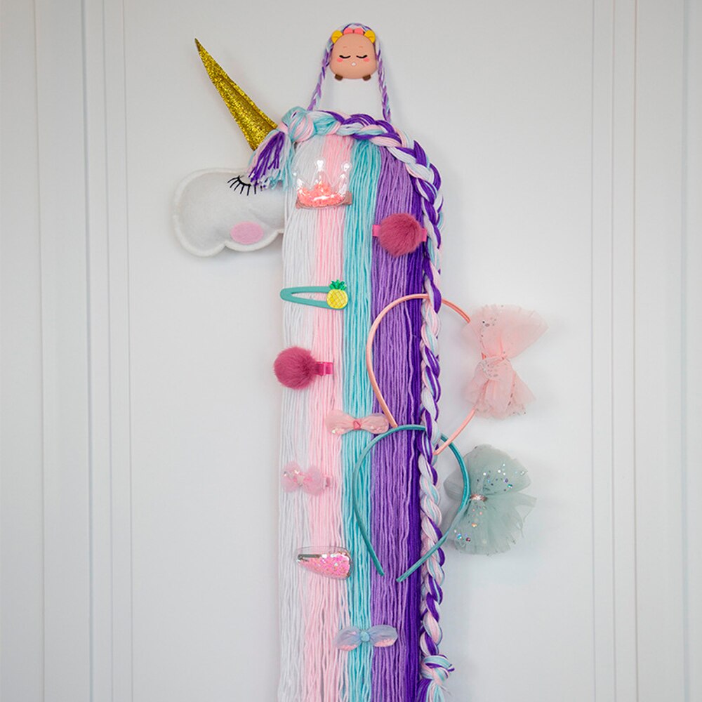 Soporte para lazos de pelo para niña, cinturón de almacenamiento, organizador de diademas para niña, soporte colgante largo, pinzas para el pelo, decoración como