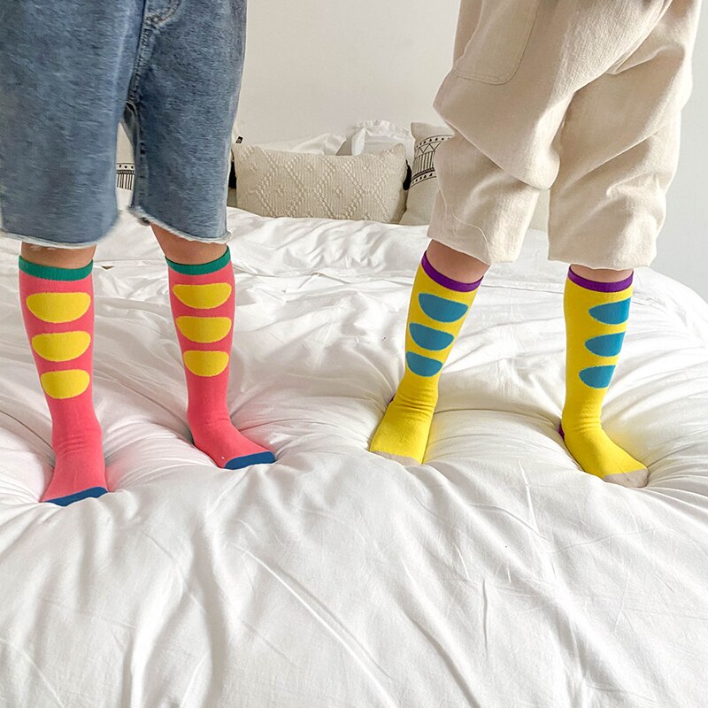 1-12y kids socks baby toddler girl Knee High Socks for girls Autumn winter cotton Long Socks contrast color